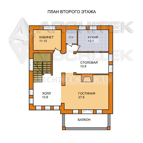 A-003-K проект дома из кирпича с гаражом и балконом «Компакт»
