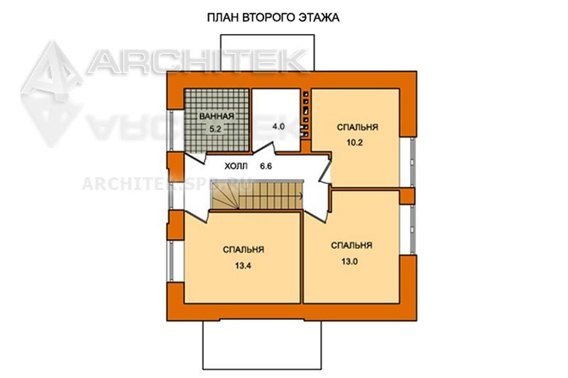 A-007-6K Проект маленького дома из кирпича с мансардой 9×9 «Эконом-плюс»