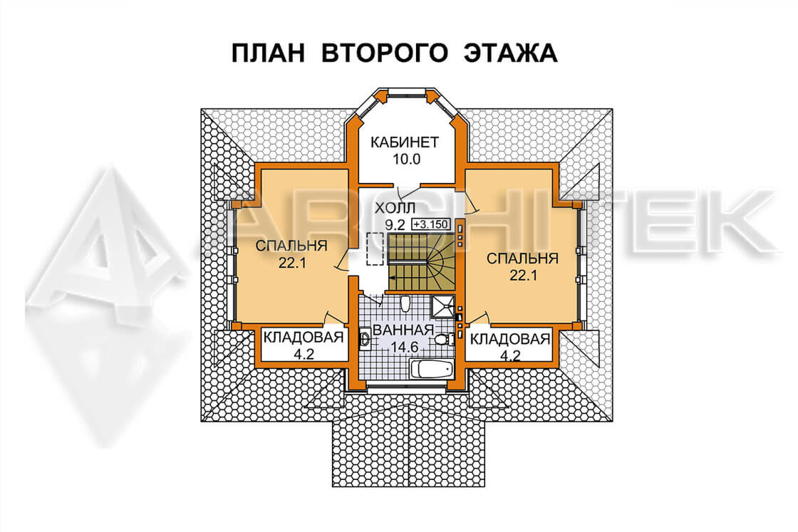 A-018-3P Проект дома из газобетона с мансардой и эркером «Финляндия-2/1»