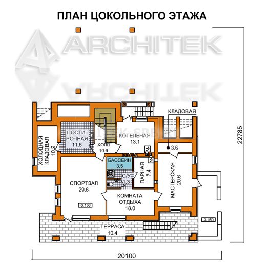 A-023-1P проект дома из газобетона на склоне «Ланселот-2»