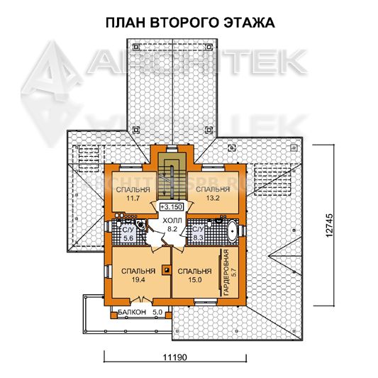 A-023-1P проект дома из газобетона на склоне «Ланселот-2»