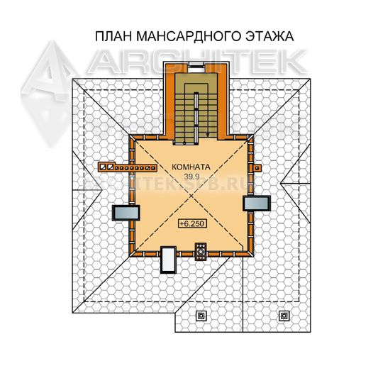 A-023-3K проект дома из кирпича на склоне с террасой «Ланселот-4»