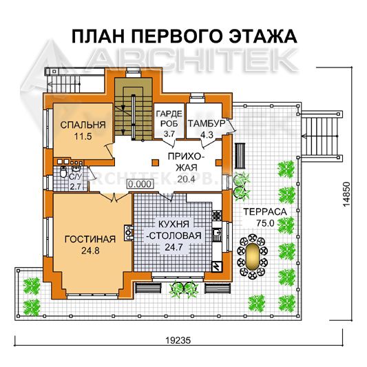 A-023-4P проект дома из пеноблоков с мансардой на склоне «Ланселот-5»