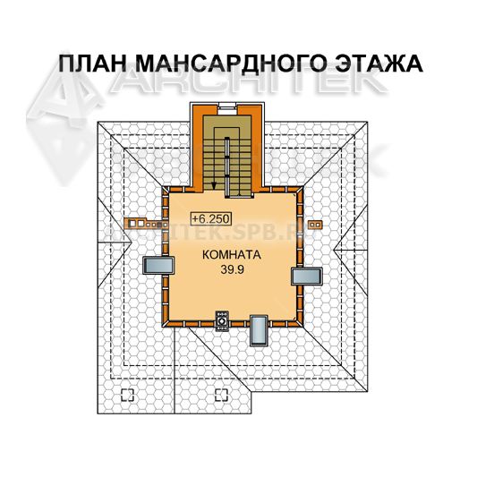 A-023-4P проект дома из пеноблоков с мансардой на склоне «Ланселот-5»