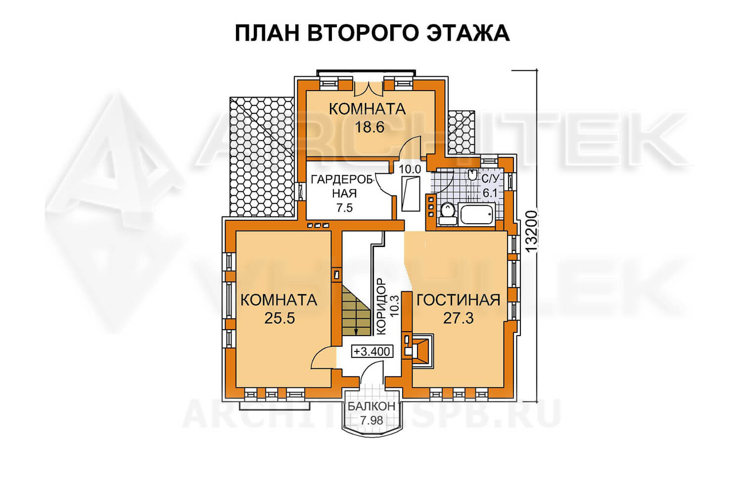 A-027-P проект двухэтажного коттеджа из пеноблоков с гаражом «Классика»
