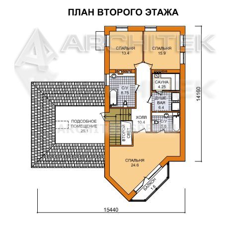 A-032-P/1 Проект современного коттеджа из газосиликатных блоков «Андрей-1М»