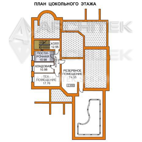 A-033-K проект дома со вторым светом, бассейном и сауной