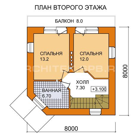 A-044-K проект маленького дома из кирпича 8х8 «Миньон-1»