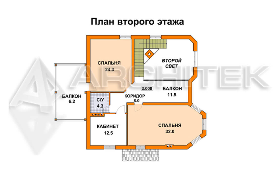 A-050-P Проект дома из газобетона с мансардой и башенкой «Марсель»