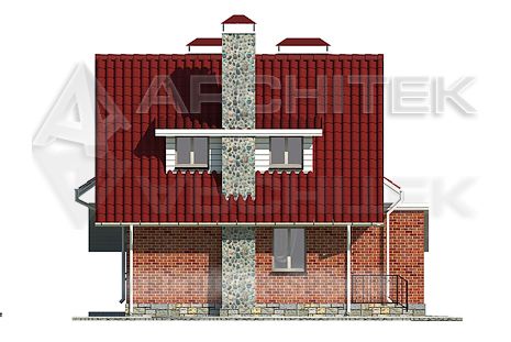 A-061-P Проект маленького дома из пеноблоков с мансардой и гаражом «Сказка»