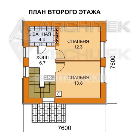 A-065-1K Проект оптимального дома эконом-класса до 100 кв.м. из кирпича с мансардой «Оптимальный-2*»