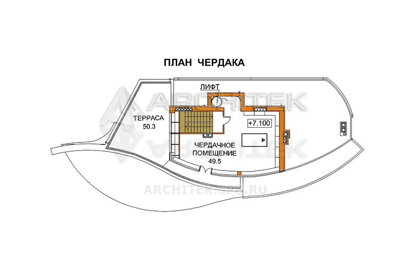 A-068-P Проект дома в стиле хай-тек с бассейном и террасой