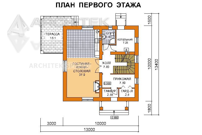 A-079-2P Проект энергоэффективного дома из газобетона 10х10 с мансардой «Универс-3»