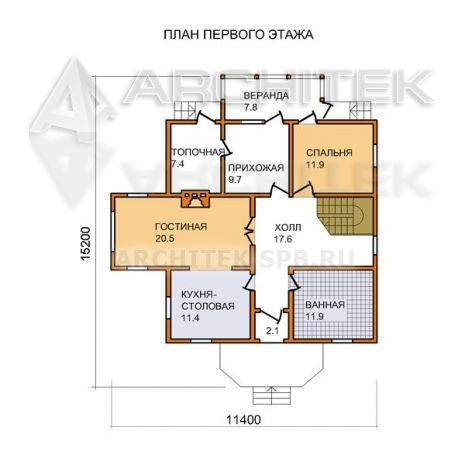 G-006-D Проект дома из бруса с мансардой, верандой, балконом, эркером