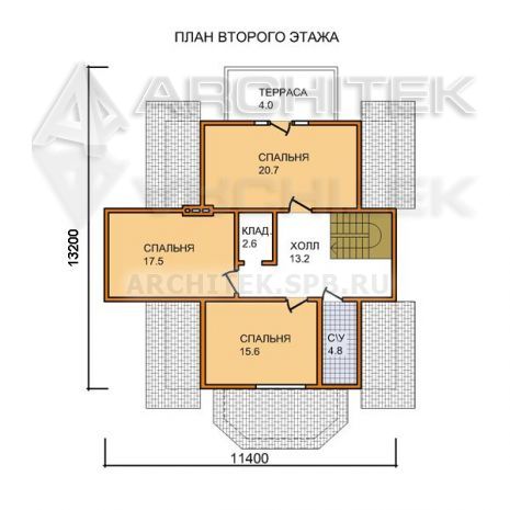 G-006-D Проект дома из бруса с мансардой, верандой, балконом, эркером