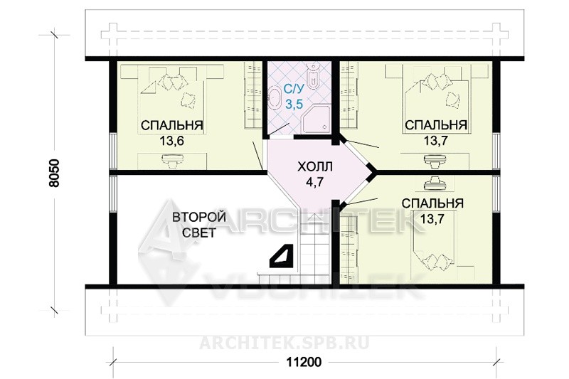 G-008-D Проект деревянного бревенчатого дачного дома эконом класса с мансардой, сауной, вторым светом