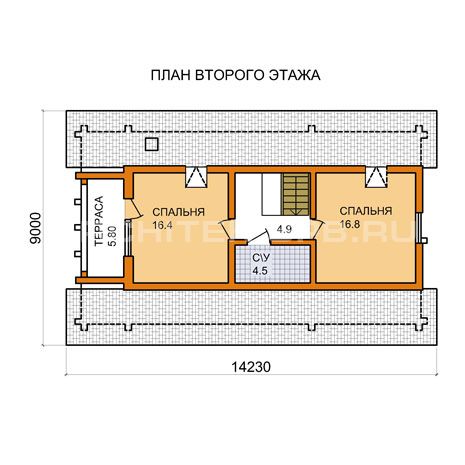 G-009-D Проект маленького деревянного дома из бревна с мансардой, балконом, подвалом