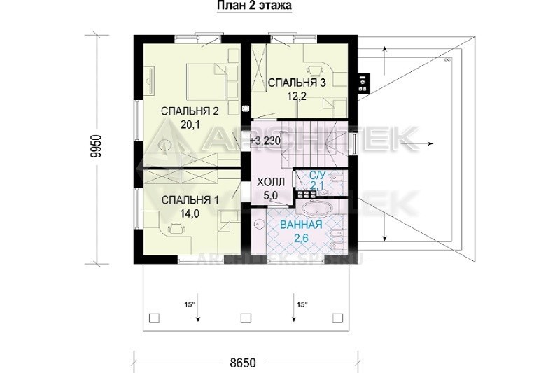 G-012-1P проект дома из газобетона с гаражом, террасой 10х12.6