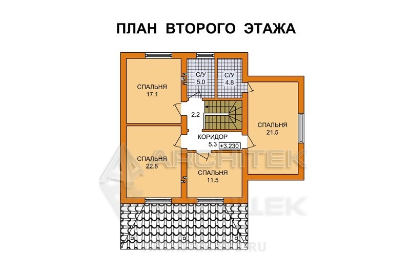 G-028-5P проект дома из газобетона с мансардой, эркером, террасой