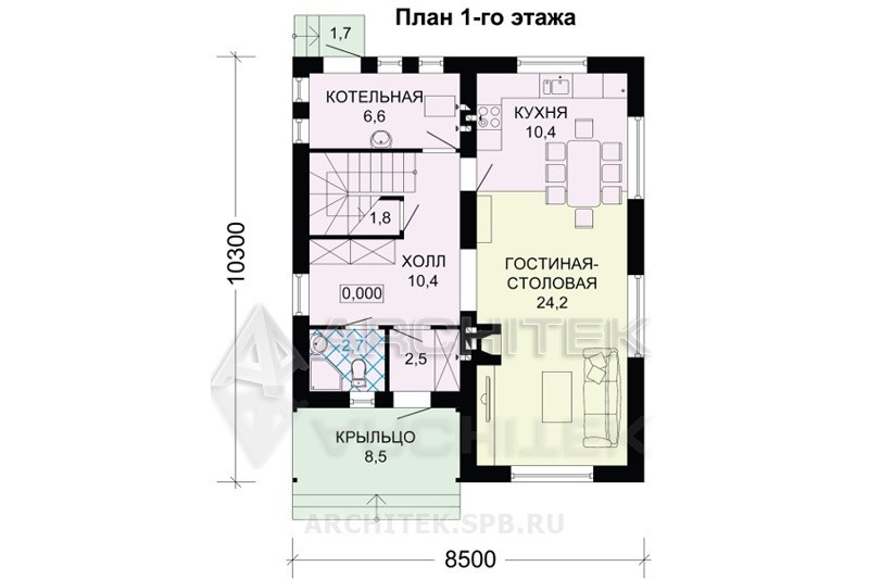 G-032-4P Проект коттеджа из газобетона с мансардой