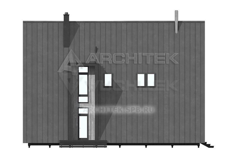 G-033-1F проект каркасного дома с мансардой, террасой 9.1х15.5