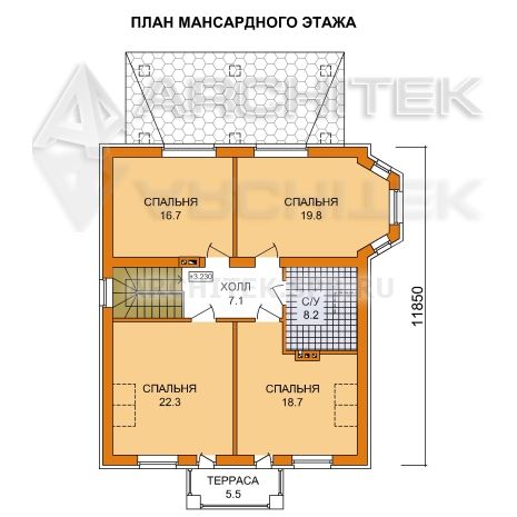 G-038-P Проект дома из газобетона с эркером, балконом, террасой
