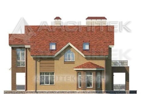 G-045-2P Проект дома из газобетона с гаражом, мансардой, баней, террасой
