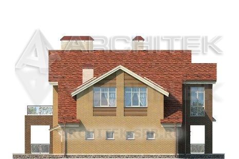 G-045-2P Проект дома из газобетона с гаражом, мансардой, баней, террасой