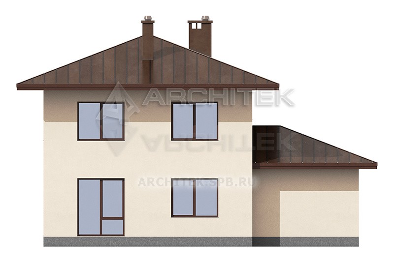 G-075-3P Проект современного двухэтажного дома из газобетоа с гаражом 8.7х12.9