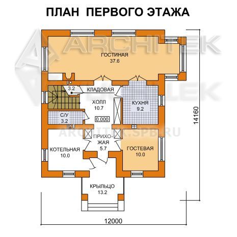 G-083-P Проект двухэтажного коттеджа из газобетона с эркером и балконом 12х14