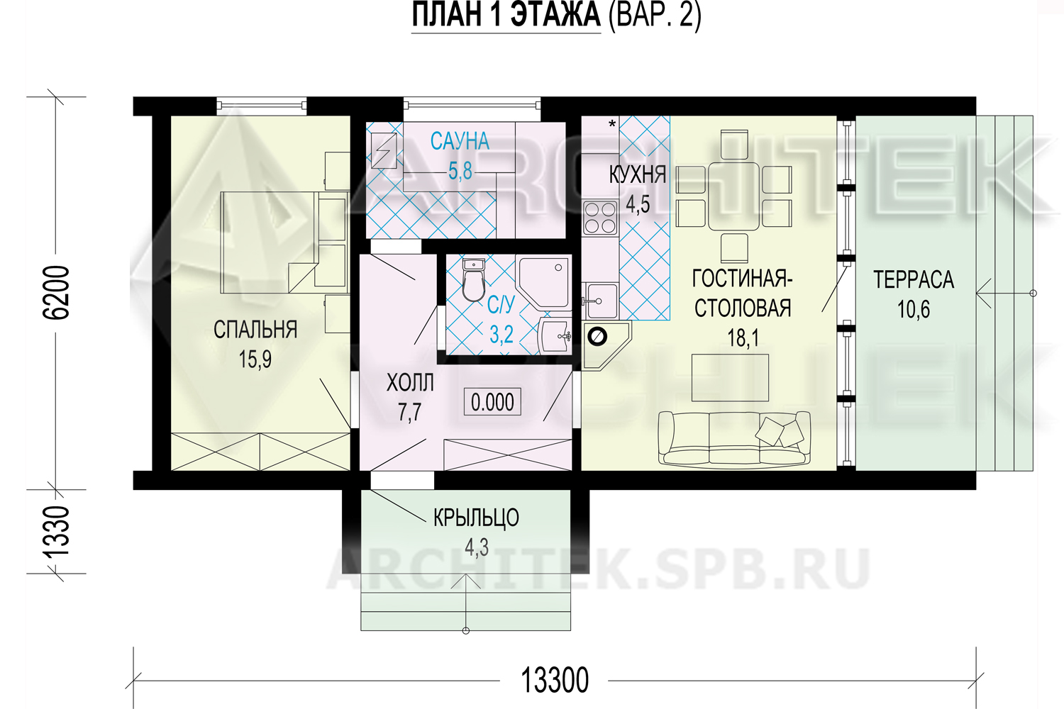 G-084-F проект современного каркасного дома барнхаус с террасой
