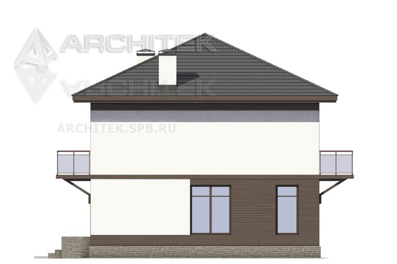 J-037-P проект небольшого современного дома из газобетона с балконом