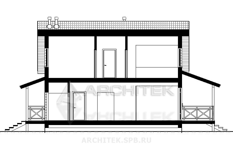 N-008-F Проект каркасного дома с гаражом, мансардой, террасой 9.5х11.8