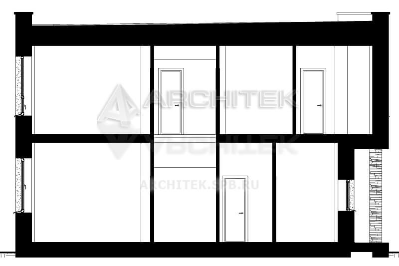 N-016-P Проект современного дома с плоской кровлей из газобетона с гаражом 12х14