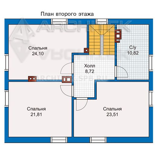 PD-009-P проект двухэтажного коттеджа из газобетона