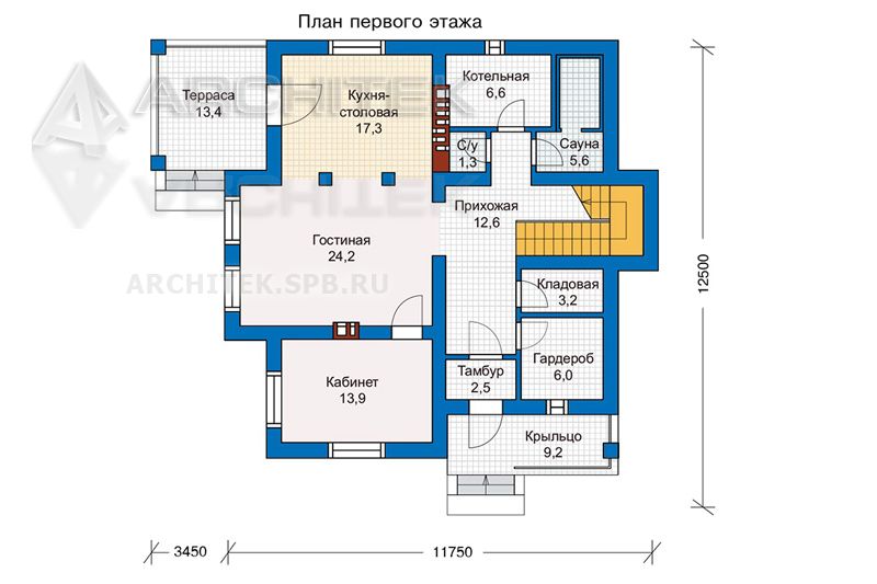 PD-010-K проект кирпичного дома с мансардой и сауной