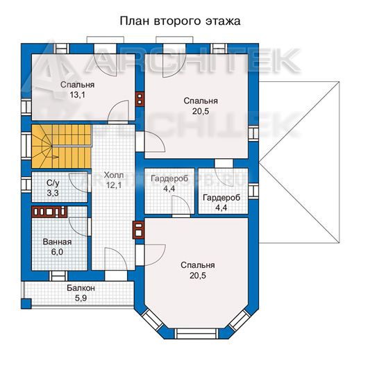 PD-011-P проект двухэтажного дома из газобетона с террасой и эркером