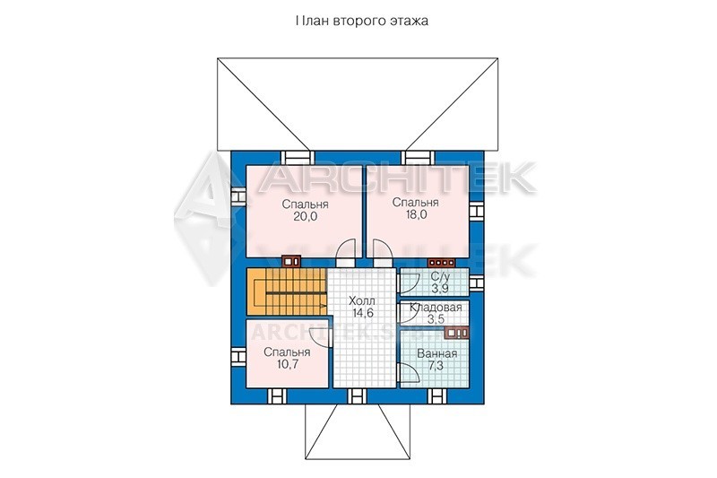 PD-016-3K проект простого дома из кирпича с верандой