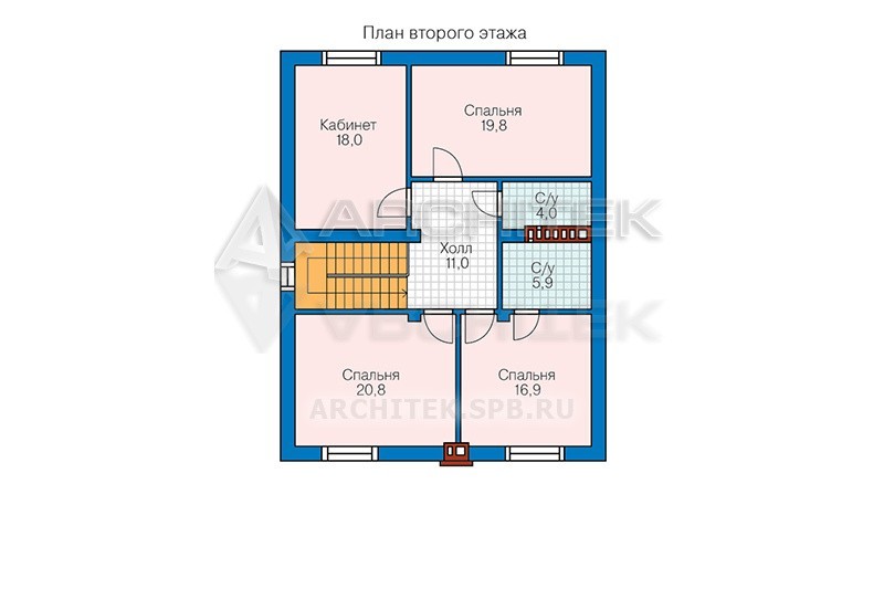 PD-021-3P Проект простого дома из газобетона с мансардой и террасой 9.7х12.3