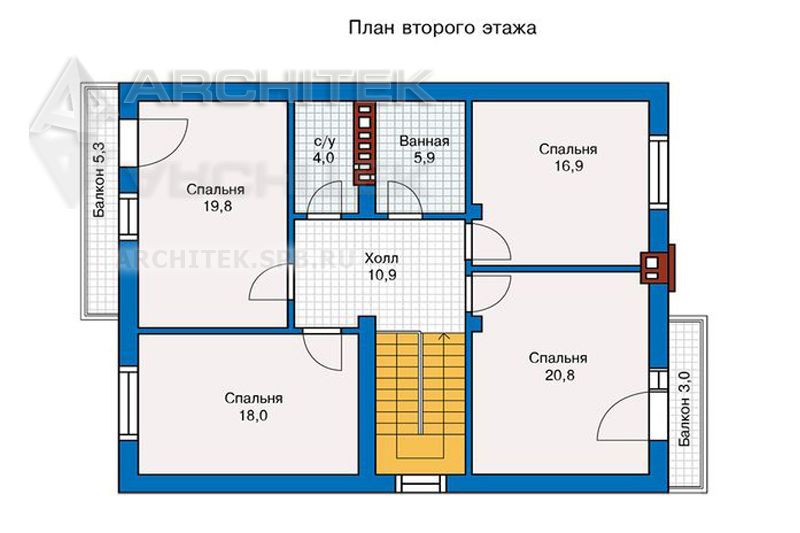 PD-021-K Проект кирпичного дома с мансардой и террасой