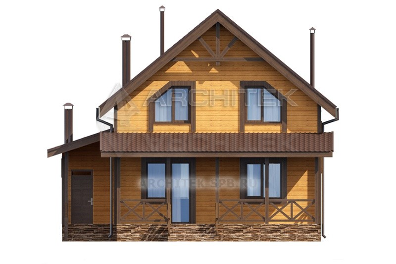 RL-003-F Проект каркасного дома с мансардой, террасой 10х10