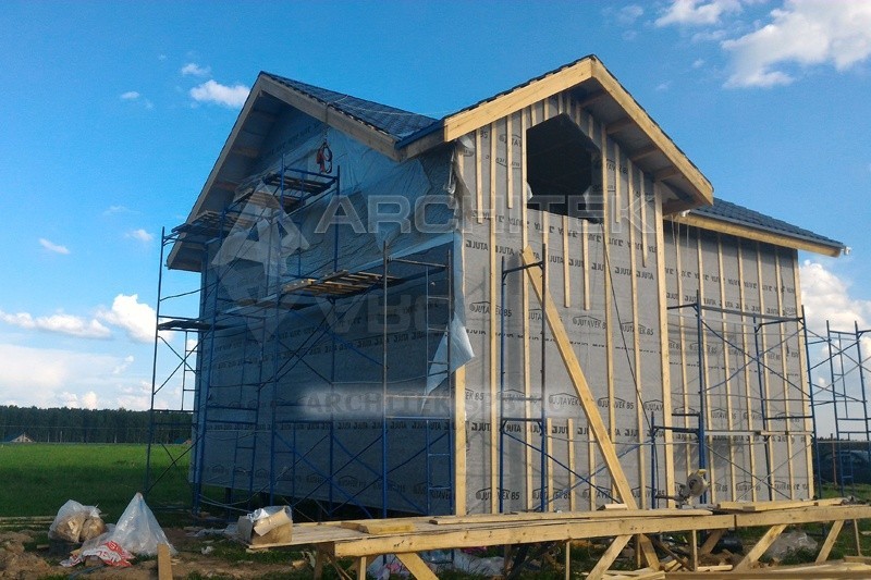 RL-007-F Проект каркасного дома с мансардой, балконом 9.35х9.35