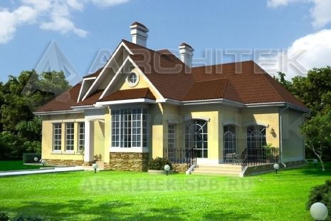 SM-009-K проект кирпичного дома с мансардой, вторым светом, террасой