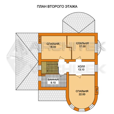 T-005-P Проект дома из пеноблоков с мансардой, гаражом, эркером, верандой