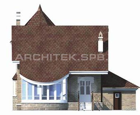 T-005-P Проект дома из пеноблоков с мансардой, гаражом, эркером, верандой