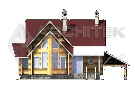 T-006-D Проект бревенчатого дома с мансардой, эркером, вторым светом