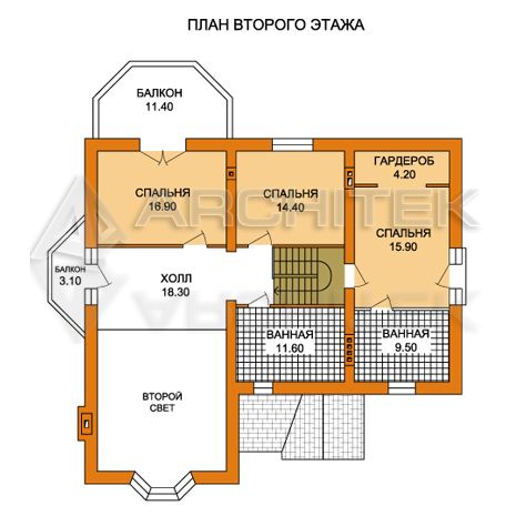 T-009-K Проект дома из кирпича с гаражом, мансардой, эркером, балконом, верандой
