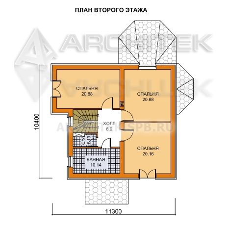 T-019-P Проект дома из газобетона с мансардой, эркером, верандой