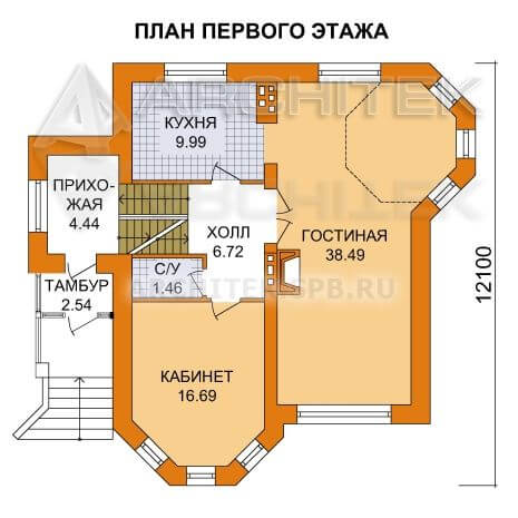 T-027-K Проект дома из кирпича с гаражом, цокольным этажом, мансардой, эркером, балконом, сауной