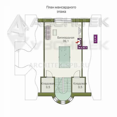 T-040-P Проект дома из пеноблоков с мансардой, гаражом, эркером, вторым светом, балконом 10.2×14.4